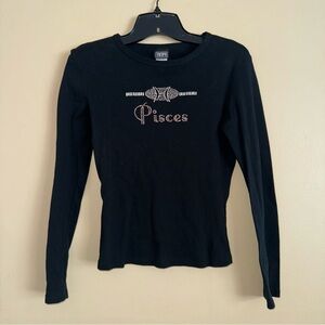 Vintage TAMPA Pisces Astrology Long Sleeve Rhinestone Tee